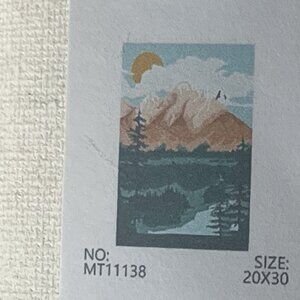 Paint by Numbers Kit – Peacful Mountain Lake and Evergreens (Single Canvas)